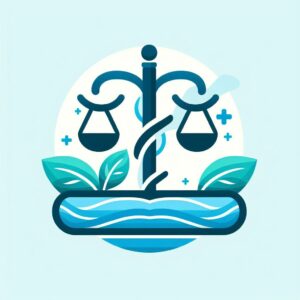 ilustracion de balanza en color celeste